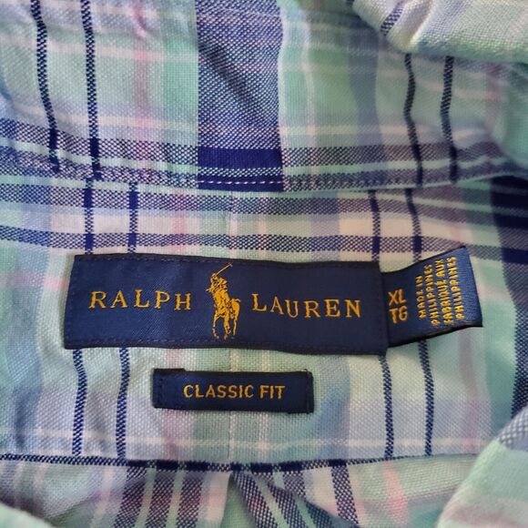 Ralph Lauren Shirt Mens Extra Large Blue Button Up Flannel Flesh Pony - Picture 5 of 11